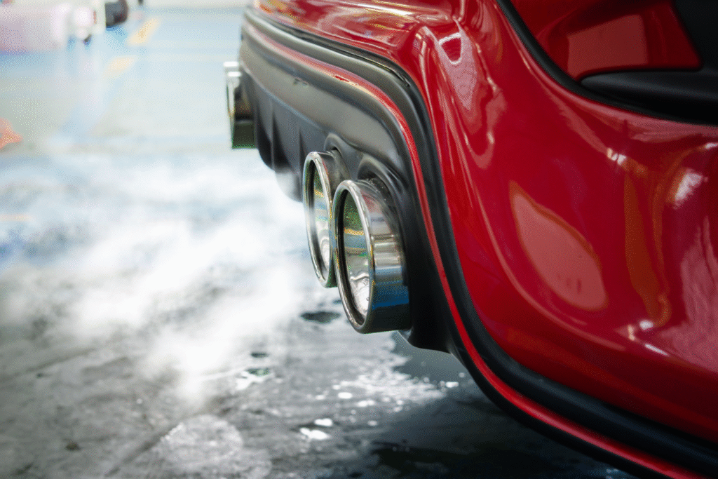 fumée blanche qui s'échappe d'une voiture